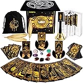SUGEYA 78 Tarot Cards with Guide Book, Black Tarot Deck Gift Set with Tarot Cloth, Chakra Stones and More, Tarot Cards Deck Fortune Telling Game Craft Cardboard for Beginners and Expert Readers