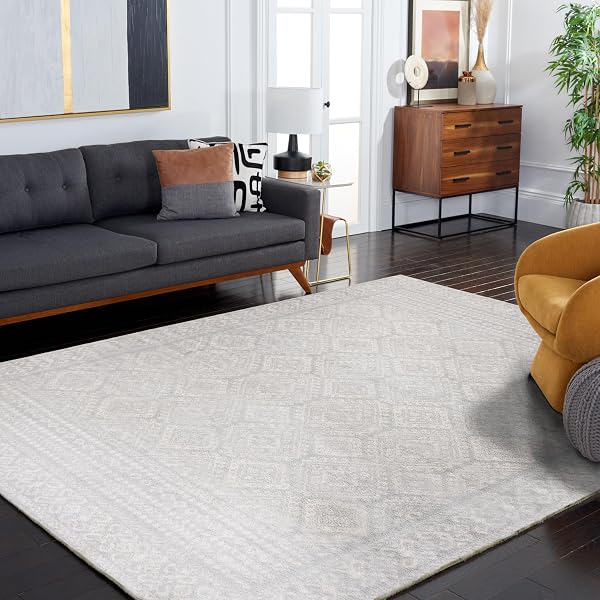 SAFAVIEH AREA RUG 10X13 – TULUM COLLECTION – LARGE – LIGHT GREY & IVORY, MOROCCAN BOHO DISTRESSED DESIGN, NON-SHEDDING & EASY TO CLEAN, IDEAL FOR LIVING ROOM, BEDROOM, DINING SPACE (TUL264G)