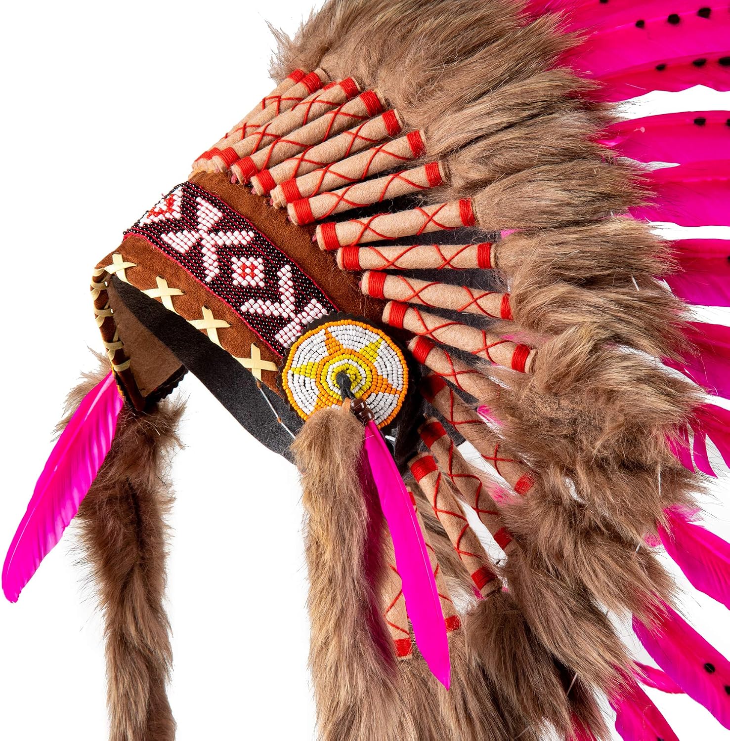 Giochi d'imitazione e accessori di travestimento Piccolo Fucsia Accessorio  per Adulti per Festa con Piume Autentiche Pink Pineapple Copricapo Ispirato  ai Nativi Americani urban-earth.co.uk