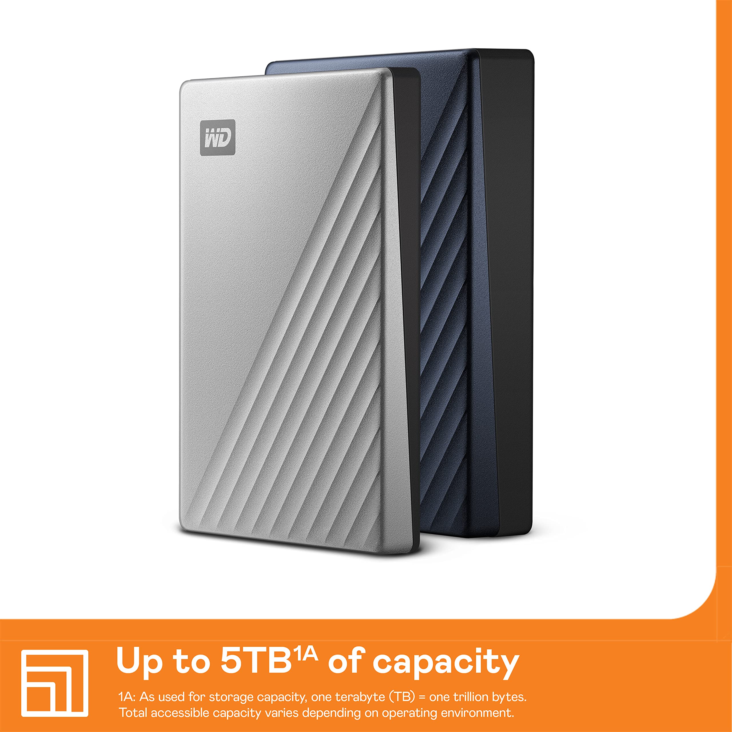WD 2TB My Passport Ultra, Silver, Portable External Hard Drive, backup software with defense against ransomware, and password protection, USB-C and USB 3.1 - WDBC3C0020BSL-WESN