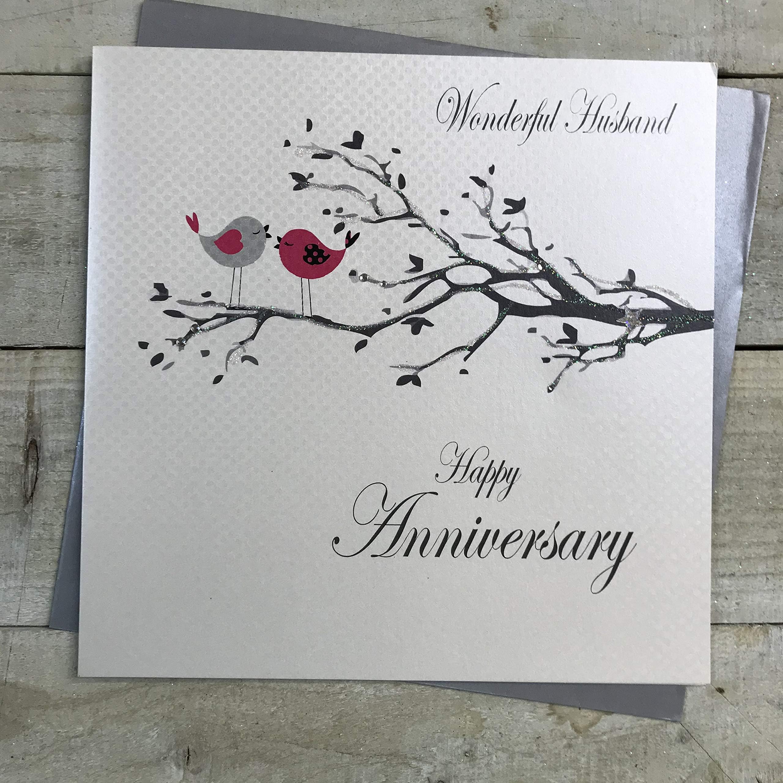 WHITE COTTON CARDS Wonderful Husband Happy Handmade Anniversary Card, XPD15