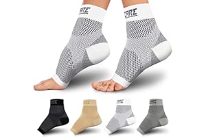 THOXCARE Compression Socks for Women & Men Open Toe (1 Pair) - Best Ankle Compression Sleeve for Swelling, Achilles Tendonitis, Heel Pain & Plantar Fasciitis Relief, White, Medium