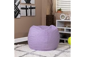EMMA + OLIVER Small Lavender Dot Bean Bag Chair for Kids and Teens