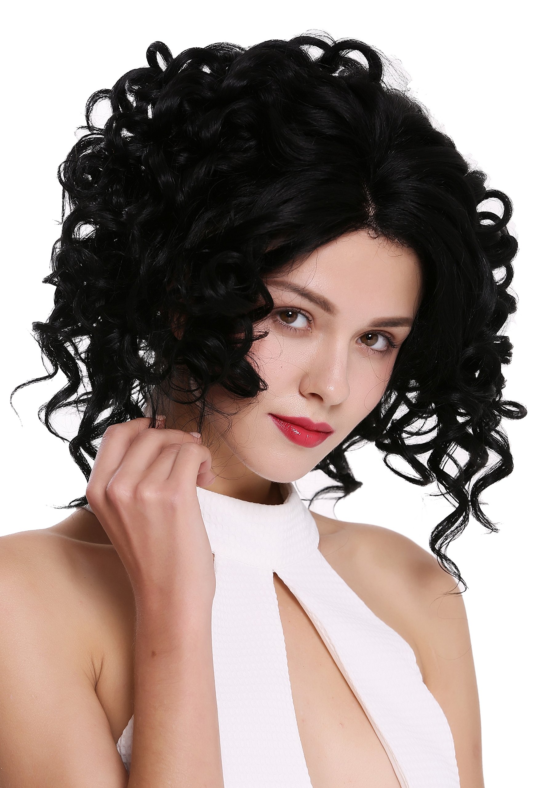 WIG ME UP - MLU16-MF-1 Quality women's wig lady lace front partial monofilament wild curly curls black