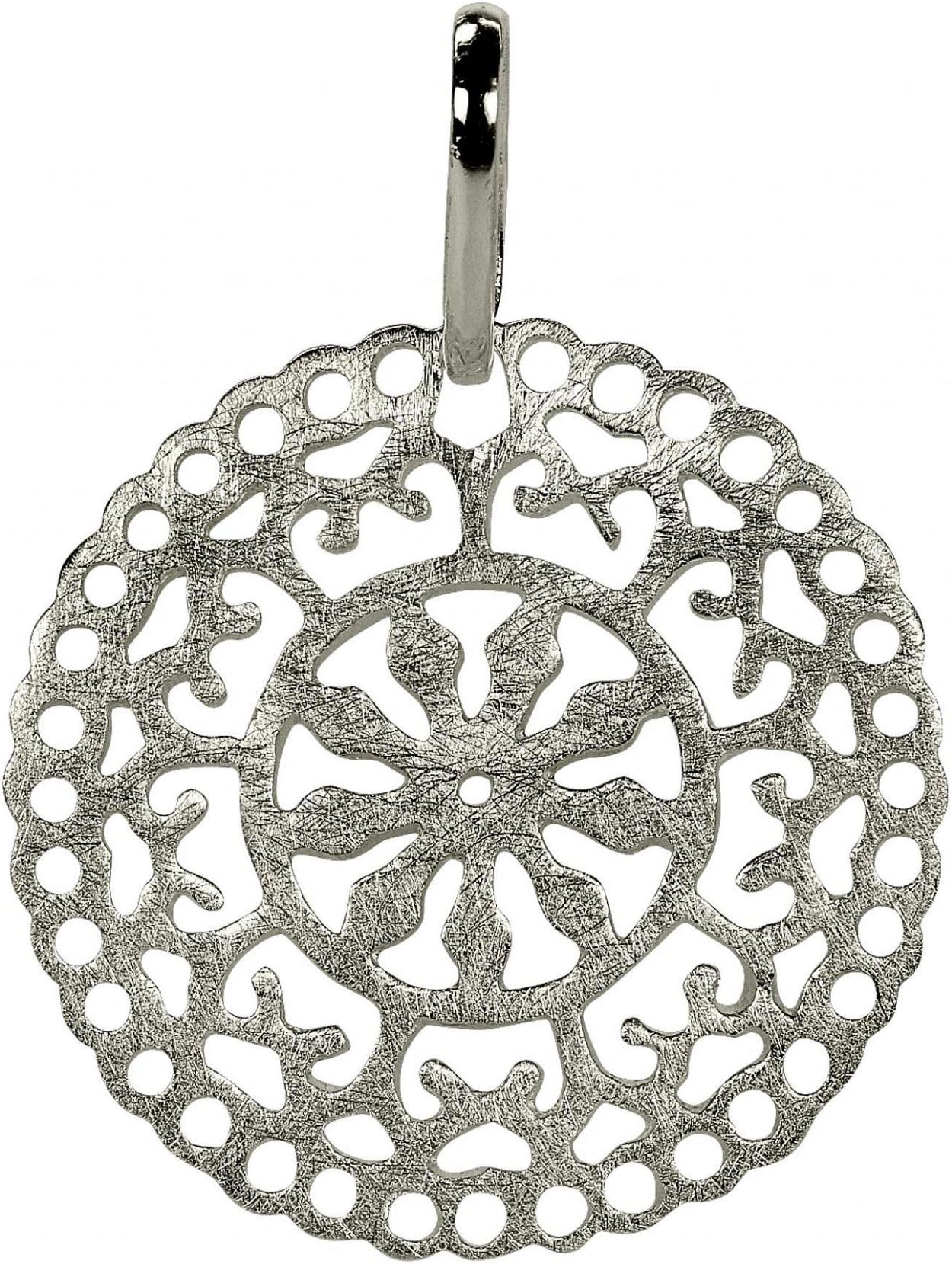Women´s Jewelry Pendant Mandala Medusa Circle Brushed 925 Sterling Silver