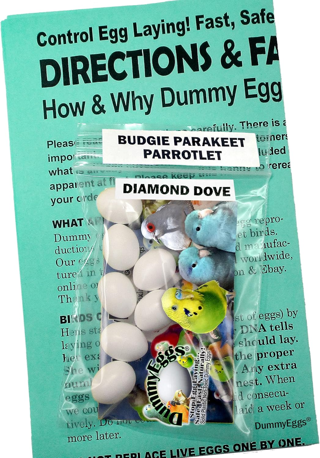 DummyEggsⓇ USA Budgie Parakeet Dummy Eggs Stop Egg Laying