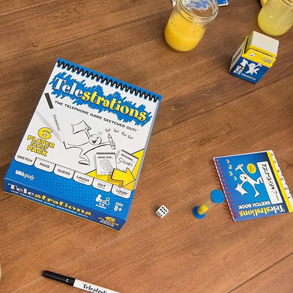 USAOPOLY TELESTRATIONS ORIGINAL 6 PLAYER | FAMILY BOARD GAME | A FUN FAMILY GAME FOR KIDS AND ADULTS | FAMILY GAME NIGHT JUST GOT BETTER | THE TELEPHONE GAME SKETCHED OUT