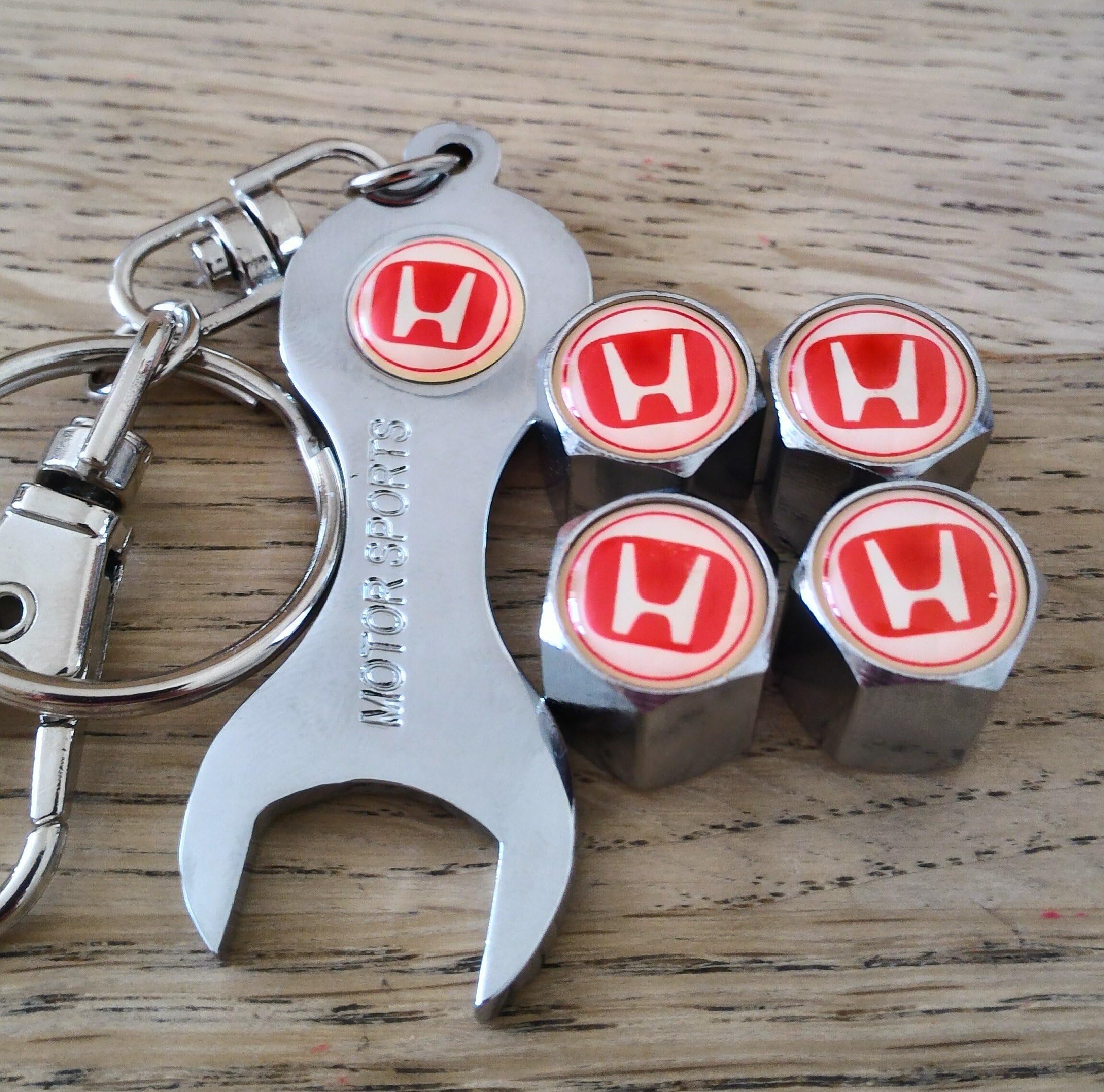 Speed Demons® HONDA red and white Wheel Valve Dust Caps EXCLUSIVE FROM US WITH CHROME SPANNER KEYCHAIN JAZZ CIVIC HR-V CR-V TYPE R NSX CONCEPT SUPERCAR