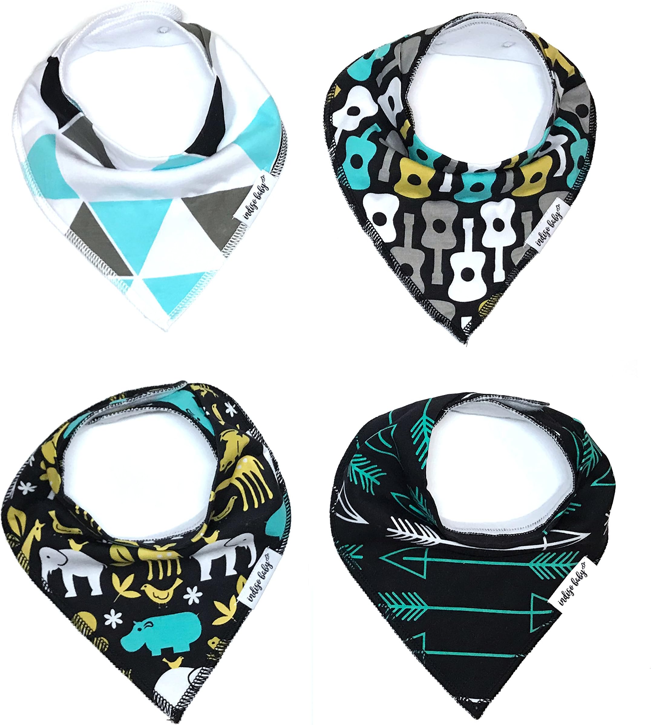 Baby Bandana Drool Bibs for Drooling and Teething 4 Pack Perfect Baby Shower Baby Registry Gift Set For Boys "Wild Child Set"