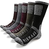 MIRMARU Men's 5 Pairs Multi Performance Outdoor Sports Hiking Trekking Crew Socks
