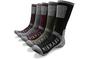 MIRMARU Men's 5 Pairs Multi Performance Outdoor Sports Hiking Trekking Crew Socks