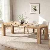Epecoya Extendable Dining Tables for 4-10, Modern Farmhouse Kitchen Table | 55"-87" Expandable Rectangular Dining Table with 2 Leaves, Transformer Dinner Tables for Living Room, Natural Oak Brown