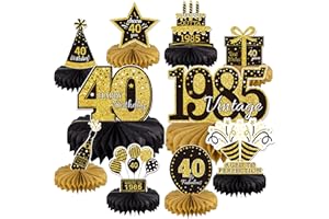 GEXOLENU 10PCS 40th Birthday Decorations Centerpieces for Table Decorations, 2025 Vintage 1985 Honeycomb Table Topper Back in 1985 Birthday Party Decoration for Men and Women (Gold & Black, 40 Years)