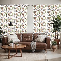 Ambesonne Forest Window Curtains Pack of 2, Doodle