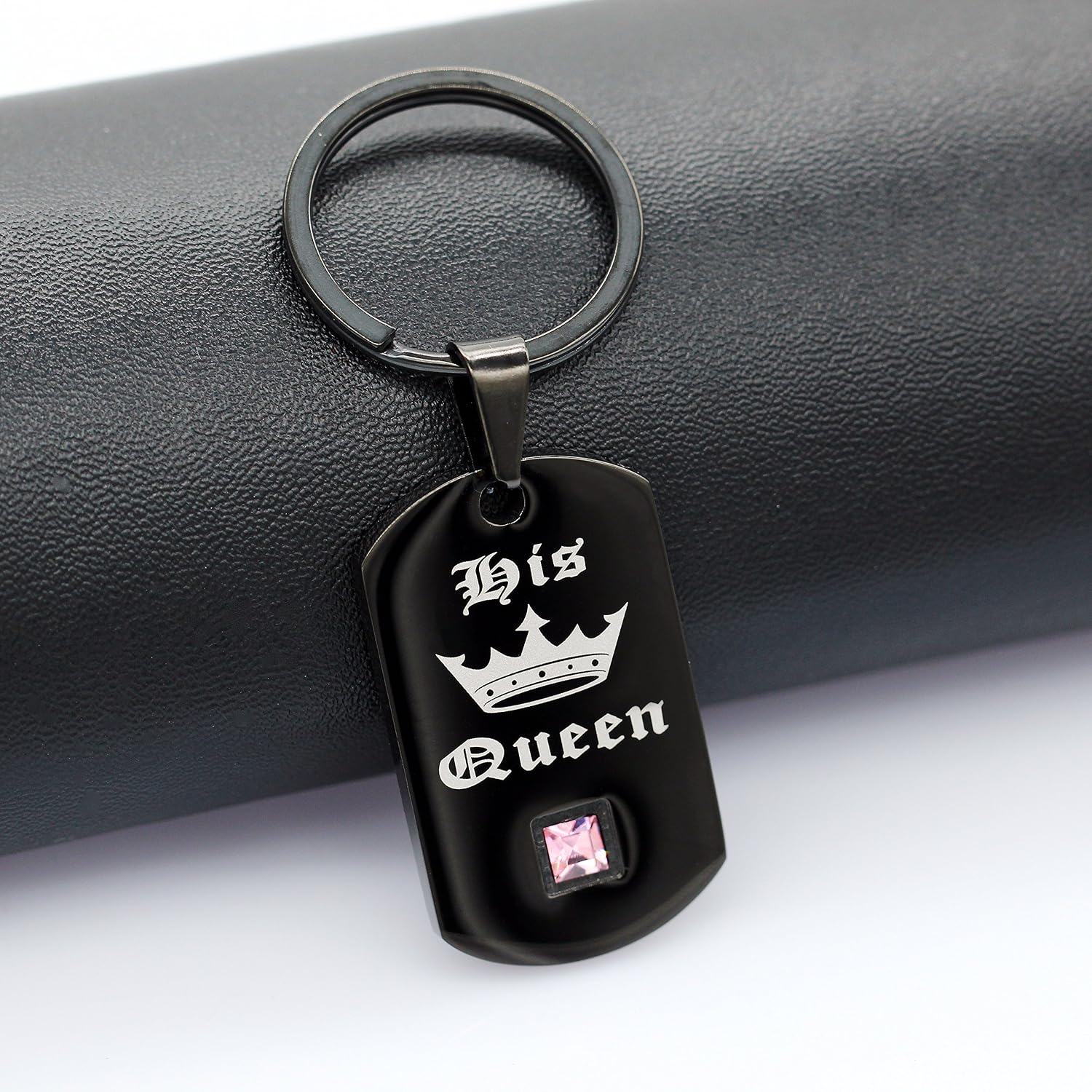 Uloveido Mens and Womens His Queen and Her King Black Stainless Steel Key Ring for Couples SN129, Black, Gold - Image 5