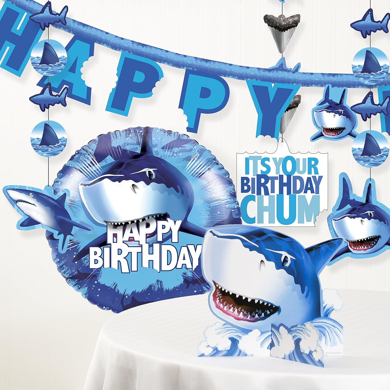 Creative Converting Shark Splash Birthday Party Decorations Kit