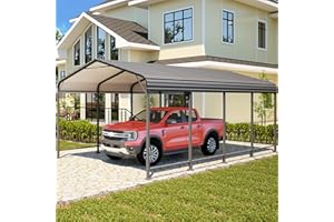FANSAFURN 12x20FT Metal Carport, 335LBS Heavy Duty Carport Canopy with Galvanized Steel Roof, 40% Thicker Frame Metal Garage with Reinforced Base, All-Weather Outdoor Storage Car Port for Car, Camping