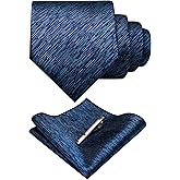 RBOCOTT Solid Color Tie Woven Classic Formal Mens Necktie and Pocket Square with Tie Clip Set