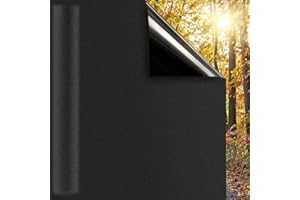 DUOFIRE Blackout Window Film Completely Light Blocking Privacy Window Film Room Darkening Frosted Tint Film for Day Sleep, Non Adhesive Static Cling Window Film DT-C009 (17.4 x 78.7 Inch)