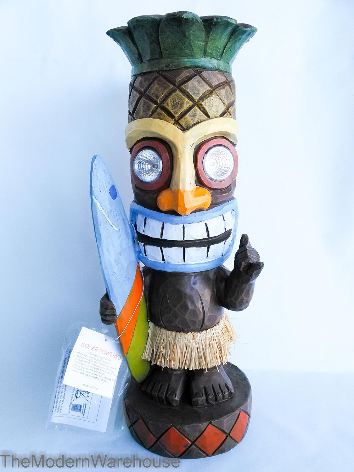 Amazon.com : Tiki Statue Pineapple Head Outdoor Statues Surf Board