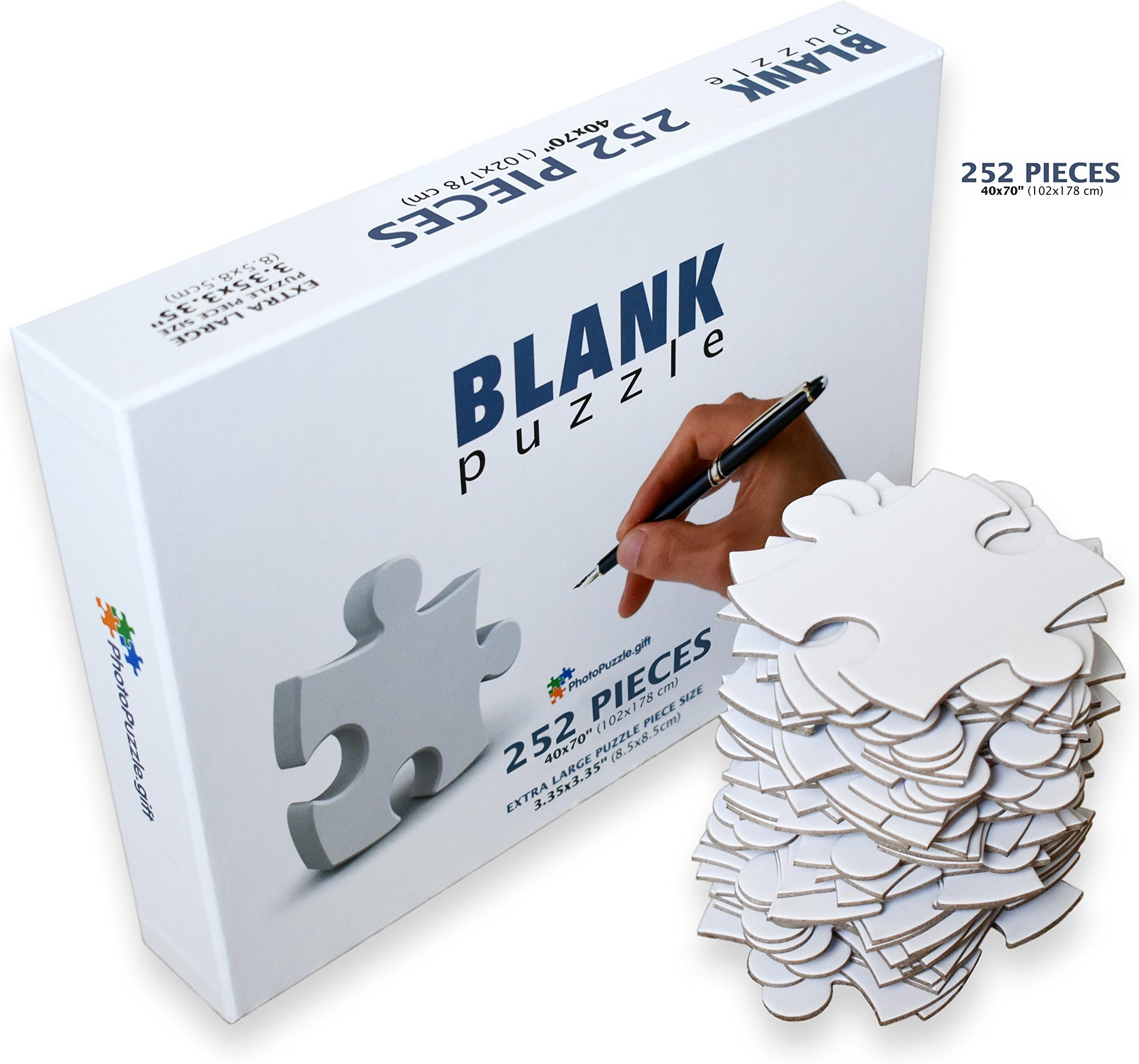Blank Puzzle Extra Large A0 Wide, 70x40 inches, 252 Large Numbered White Pieces, Piece Size 3.5x3.5 inches, Ideal for Wedding Birthday Event Party Guest Book Puzzle, Art Projects