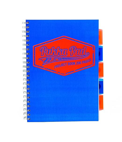 3er Pack Pukka Pad Project Book Neon Notizbuch A4 - Blue