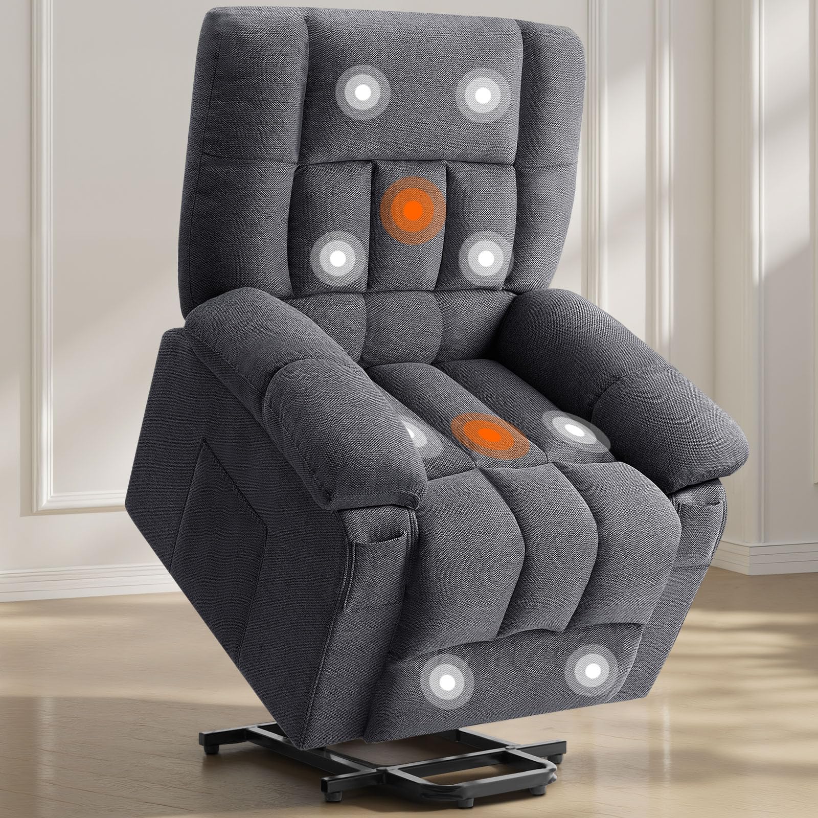 Photo 1 of ***MISSING PARTS***
Sweetcrispy Power Lift Recliner Chair with Vibration Massage and Heat for Adults, Ergonomic Overstuffed Breathable Fabric Reclining Chair with Side Pockets, Remote Control, Living Room, Bedroom, Grey