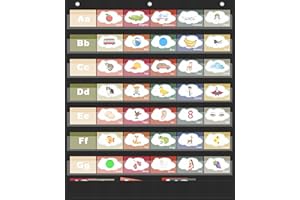 Jercecy Black Standard Pocket Charts for Classroom, Sentence Strip and Word Pocket Chart for Teacher Classroom Must Have School Supplies