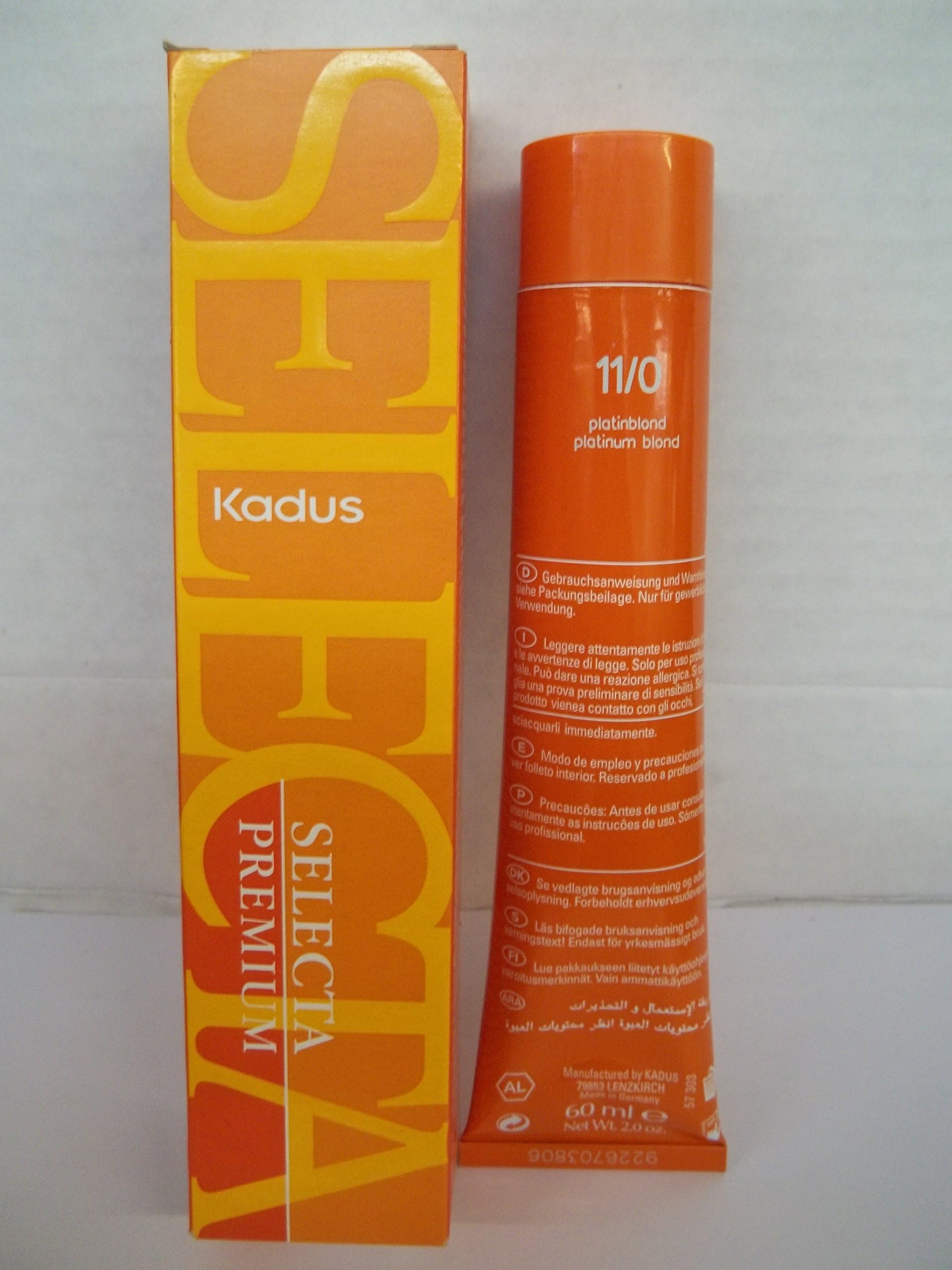 Kadus Selecta Premium Permanent Cream Hair Coloring Cream - 2 Fl. Oz. Tube - 11/0 Platinum Blonde