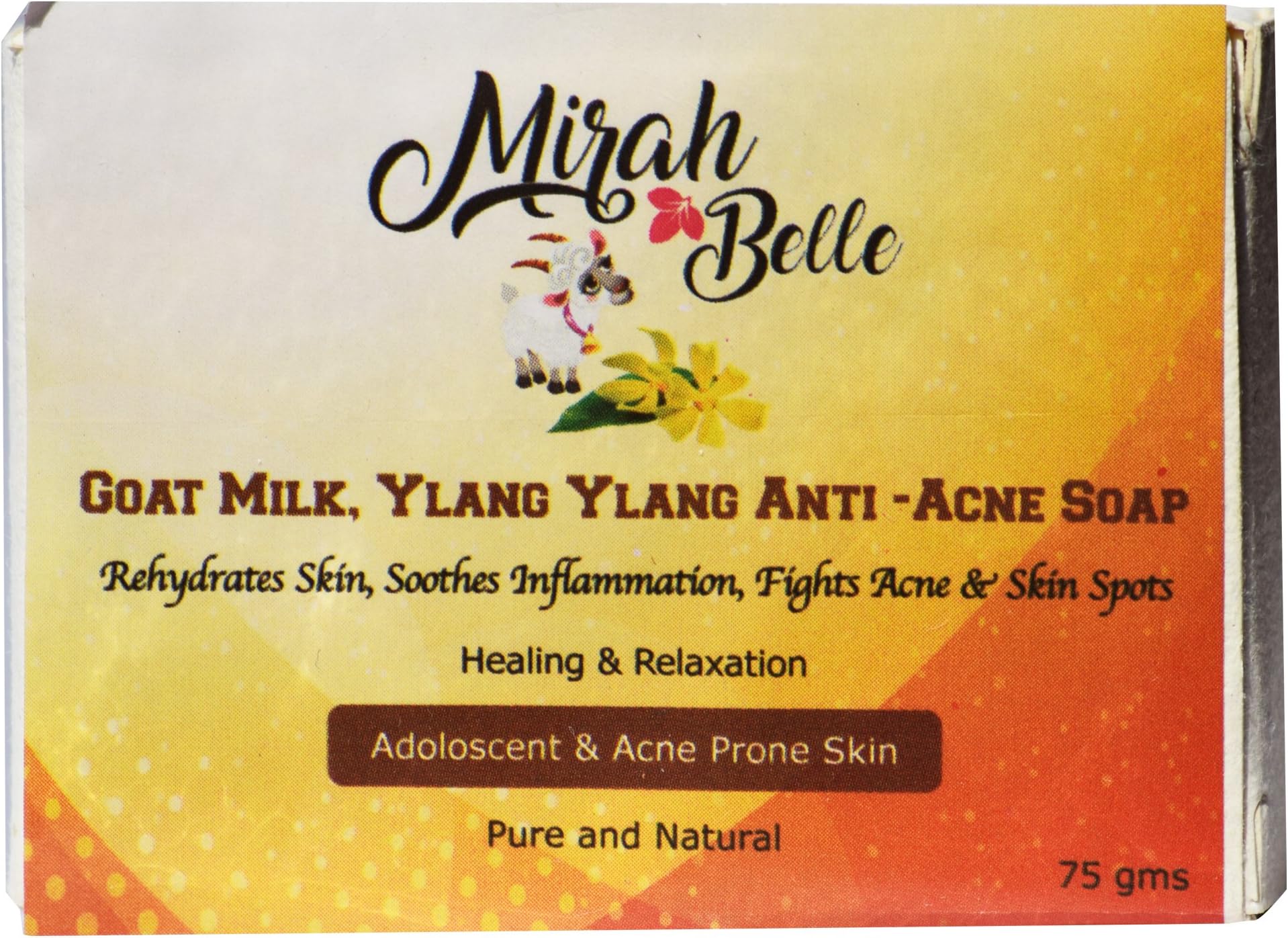 Mirah Belle - Organic Goat Milk, Ylang Ylang Anti Acne Soap Bar 75 gm - Blemished, Acne Prone, Scarred Skin, Great for Teenagers and Adults. SLS, Paraben, GMO-Free
