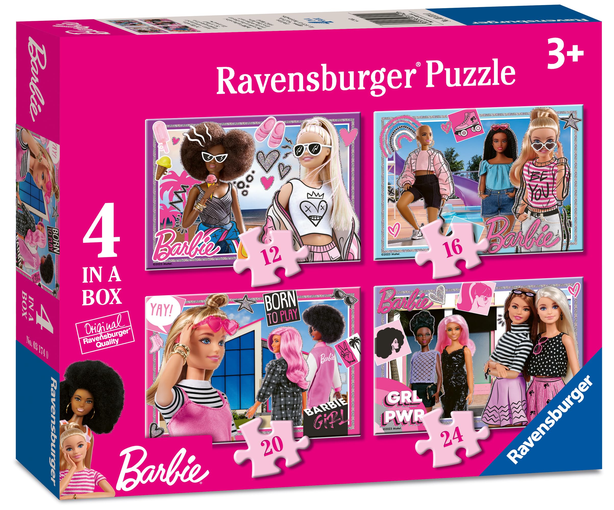 Ravensburger Barbie Jigsaw Puzzles for Kids Age 3 Years Up - 4 in a Box (12, 16, 20, 24 Pieces)