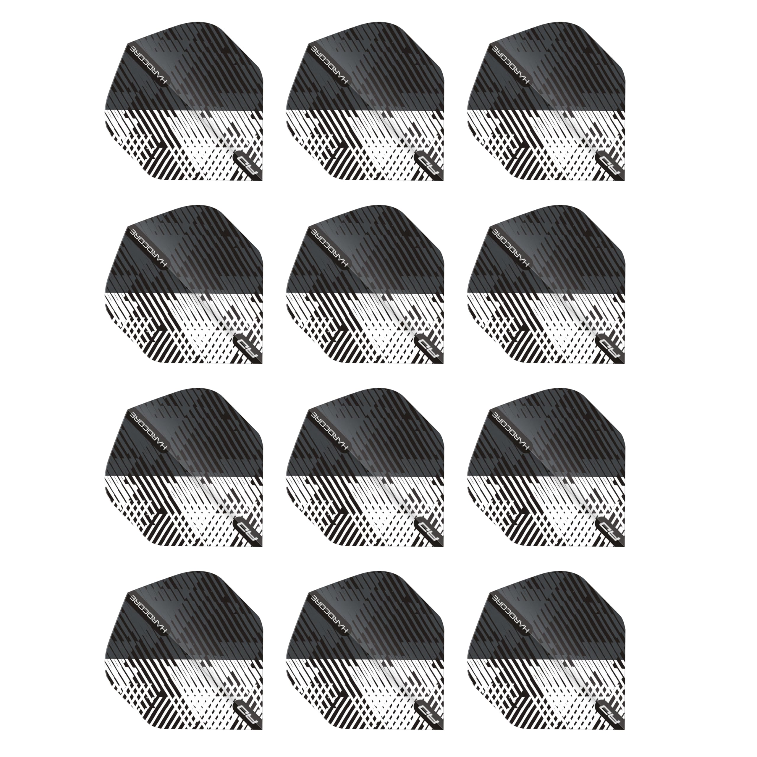 RED DRAGON Hardcore Radical Grey & Black Fleck Dart Flights - 4 Sets Per Pack (12 Dart Flights in total)