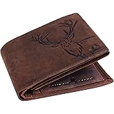 LONDON ALLEY Elk Vintage Brown Leather Wallet For Men, 6 Card Slot, RFID Blocking