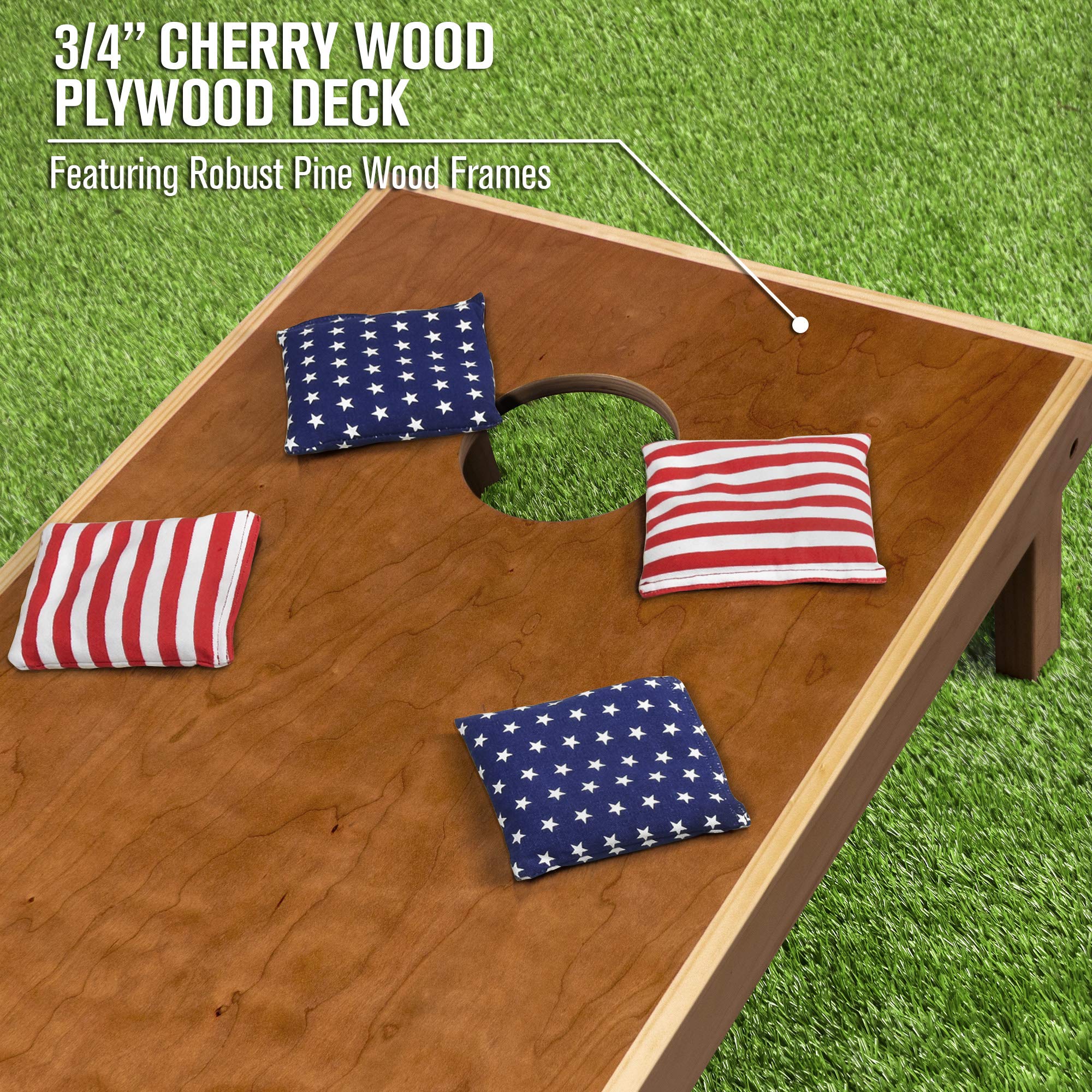 GoSports 4 ft x 2 ft Commercial Grade Cornhole Boards Set - Natural Wood Cornhole Boards, Choose From Different Bean Bag Color Combinations
