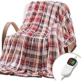 Homemate Electric Blanket Heated Throw - 50x60 Ultra Soft Cozy Flannel Heating Blanket with 10 Fast Heat Levels 8 Hours Auto Off Over-Heated Protection ETL Certification Keep Warm in Home Office