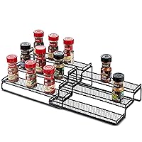3 Tier Expandable Spice Rack Organizer for Cabinet, Black Modern Pantry Kitchen Countertop Stand 3 Step Shelf - Expands…