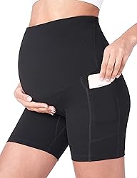 POSHDIVAH Women's Maternity Yoga Shorts Over The