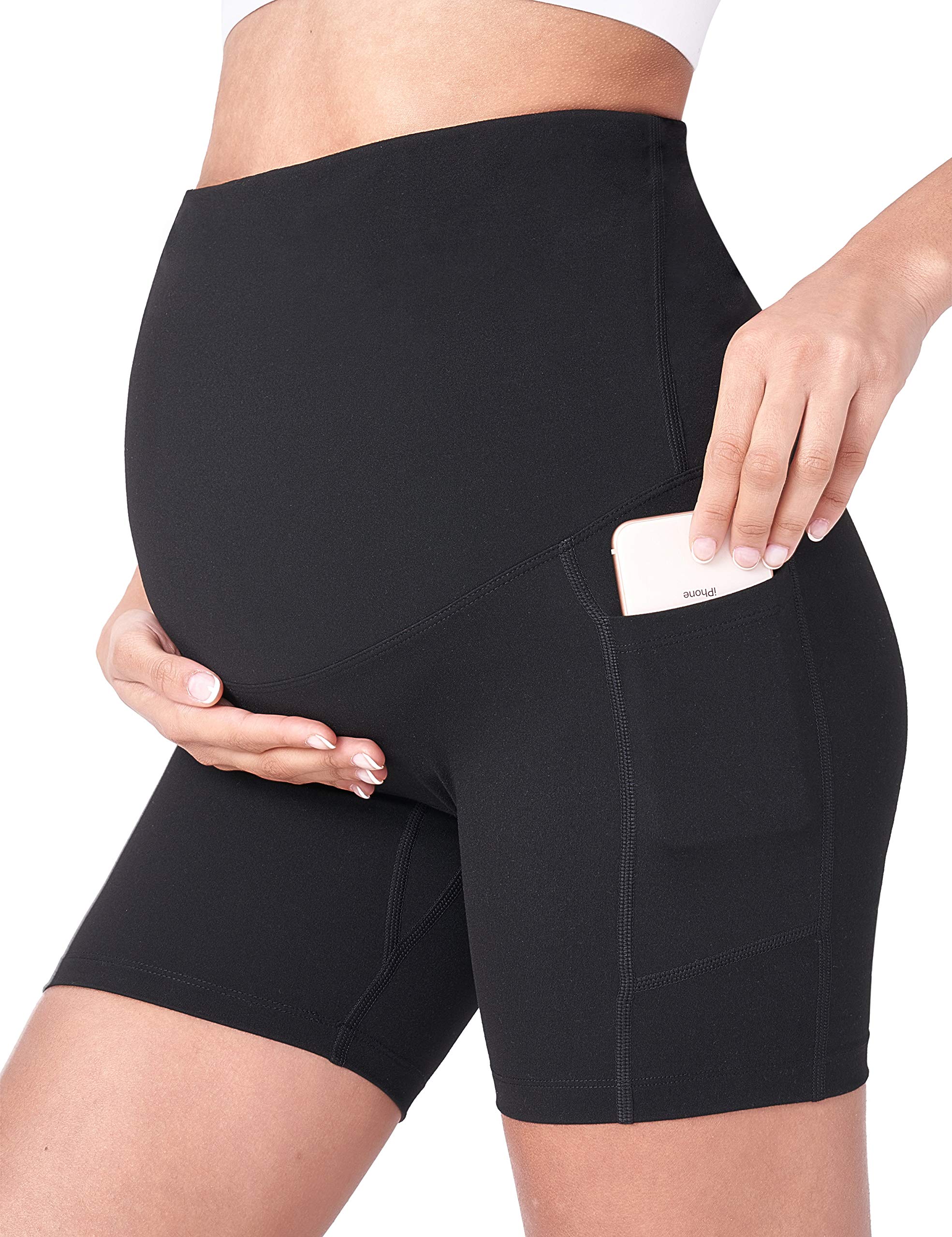 POSHDIVAH Women's Maternity Yoga Shorts Over The