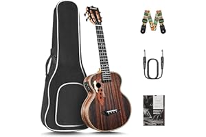 26 inch Caramel CT904 Ebony Tenor LCD color display Electric Professional Player Beginners Ukulele Uke Kit Bundle Padded Gig bag Strings,Strap