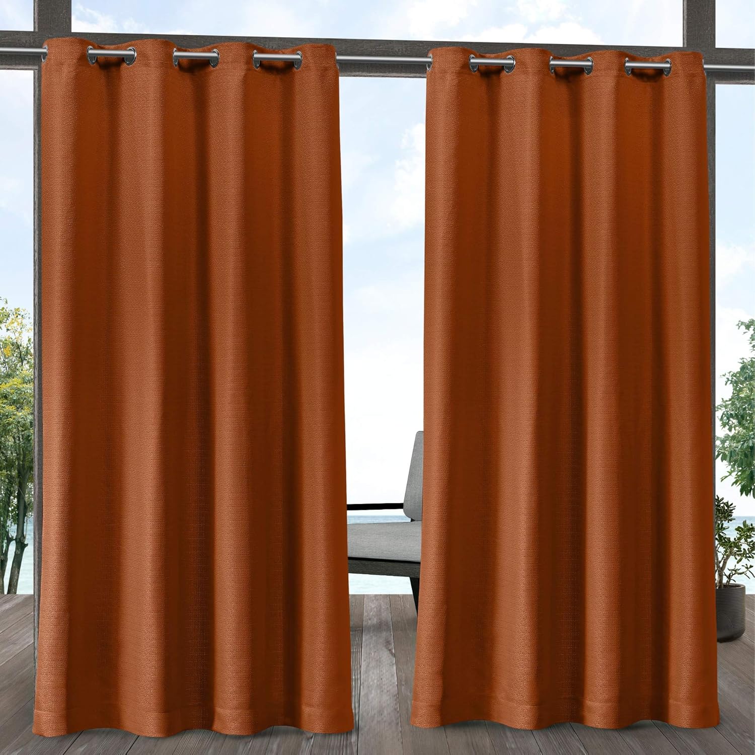 Exclusive Home Curtains Aztec Indoor Outdoor Grommet Top Curtain Panel Pair, 54x84, Azure