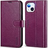 TUCCH Wallet Case for iPhone 14 6.1-inch 5G, [TPU Shockproof Inner Shell] PU Leather [RFID Blocking] 4 Credit Card Holder Magnetic Kickstand Flip Cover Compatible with iPhone 14 (6.1"), Plum Purple