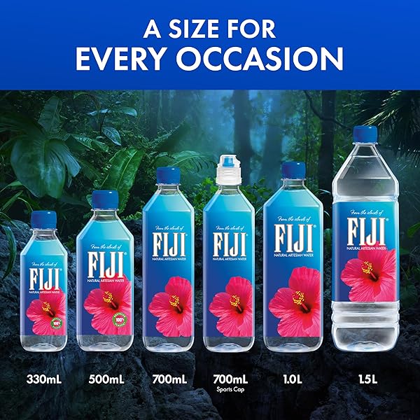 FIJI NATURAL ARTESIAN BOTTLED WATER 500 ML / 16.9 FL OUNCE (PACK OF 6) – 100% RECYCLED PLASTIC