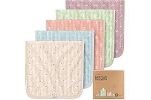 KeaBabies Cotton Muslin Burp Cloths Baby Boy, Girl - 5-Pack Soft & Absorbent Burping Cloth for Babies, Large Baby Towels & Wa