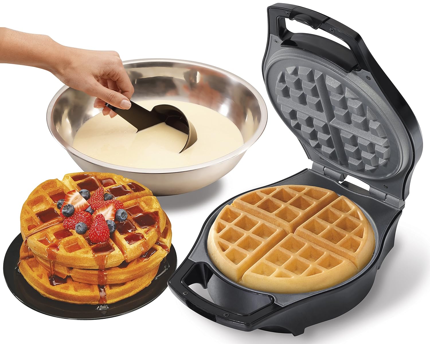 Amazon.com: Proctor Silex Belgian Style Waffle Maker, Mess Free (26044A):  Kitchen & Dining