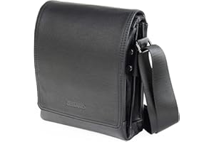 Zessano Men's Small Leather Shoulder Bag Crossbody Man Bag Leather Messenger Casual Handbags Side Satchel Sling Bags for Men