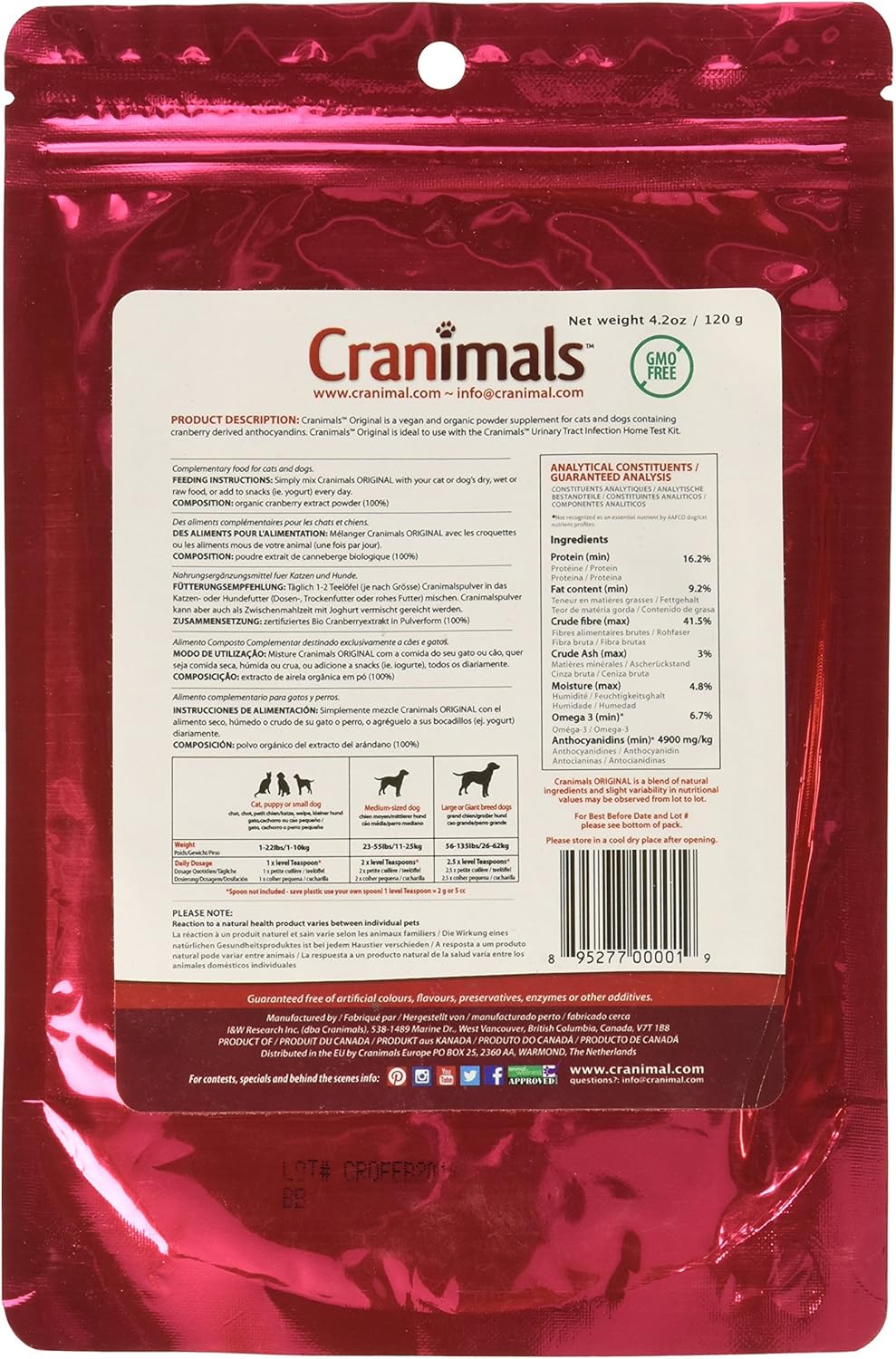 Amazon Com Cranimals Original 4 2oz Bag Pet Care Products Pet Supplies