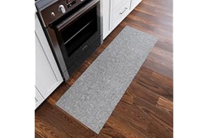 Ottomanson 20" x 59" Ultra-Thin Hallway Runner Rug - Durable Non-Slip Carpet for High-Traffic Areas - Fits Under Doors for Seamless Entry - Ideal for Kitchen, Entryway, Bedroom & Living Room, Gray