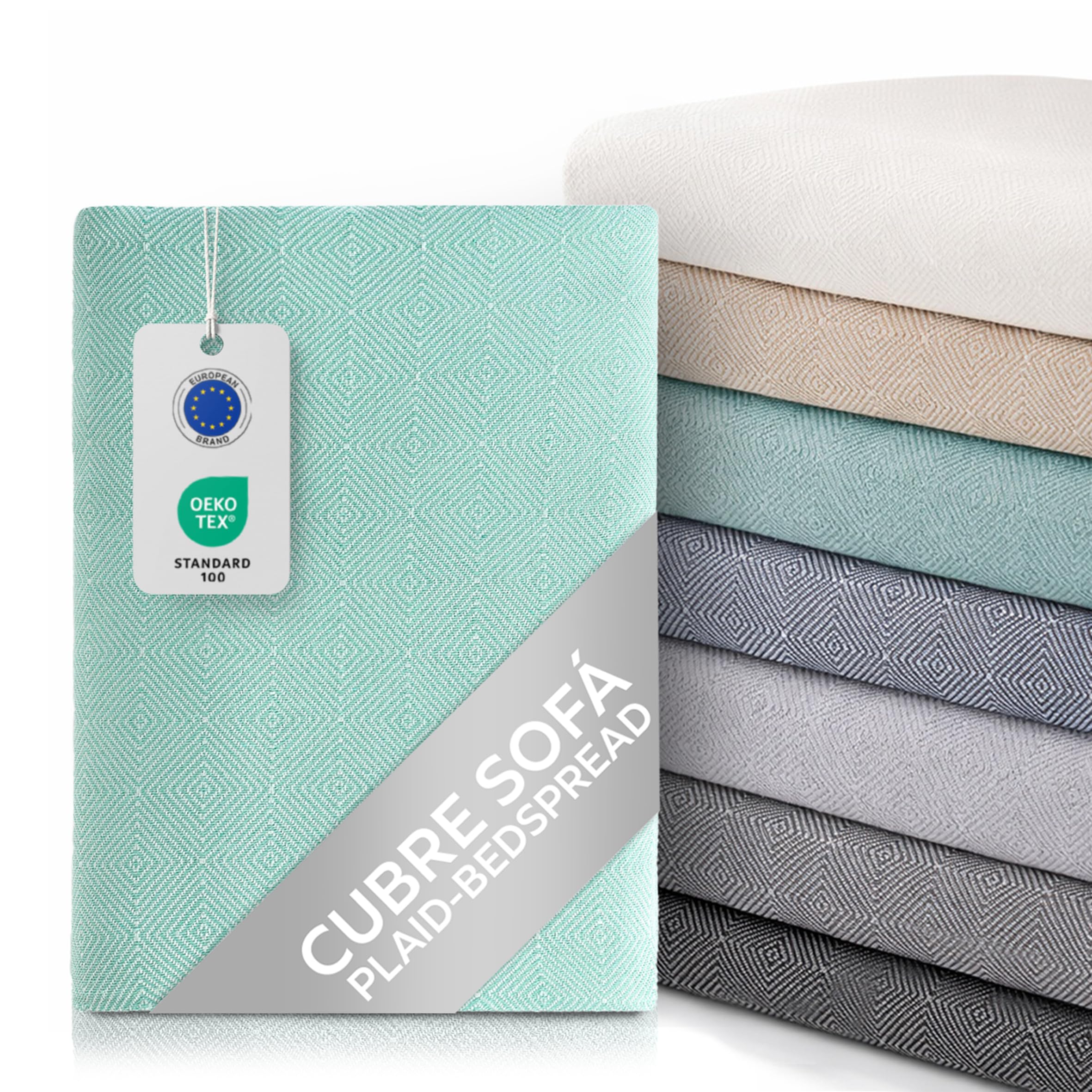 textil-home Throw Blanket Protector sofa DANTE Bed Cover - 130x180 cm - for 1 seater sofa cover, Sofa Cover Protector. Green