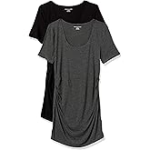 Amazon Essentials Women's Maternity 2-Pack Short-Sleeve Rouched Scoopneck T-Shirt