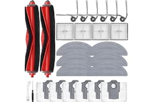 Bluevisk 26 Pack Replacement Accessories Parts for Roborock Q10 S5/Q10 S5+/Q10 X5/Q10 X5+ Robot Vacuum Part with 2 Roller Brush,4 Mop,4 HEAP,6 Mop,6 Dust Bag,6 Side Brushes,1 Screwdriver,1 Clean Brush